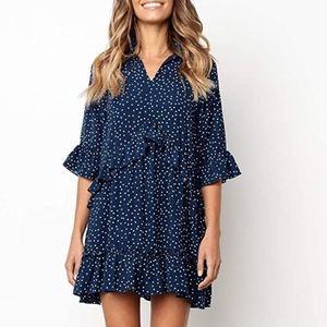 Ruffle Polka-dot Swing Dress